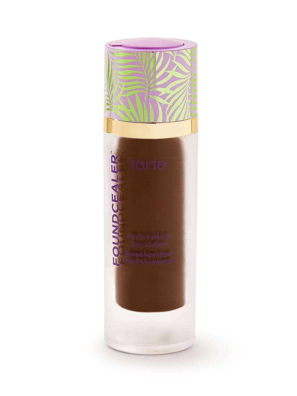 Tarte foundation stick with decorative cap on a white background