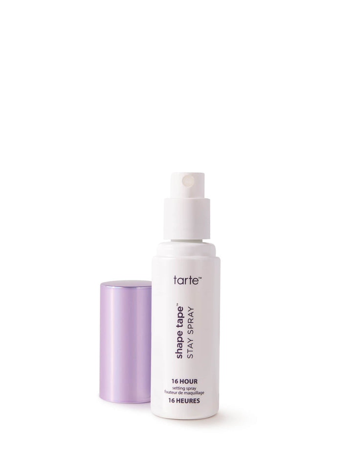 Tarte shape tape stay spray bottle on a white background