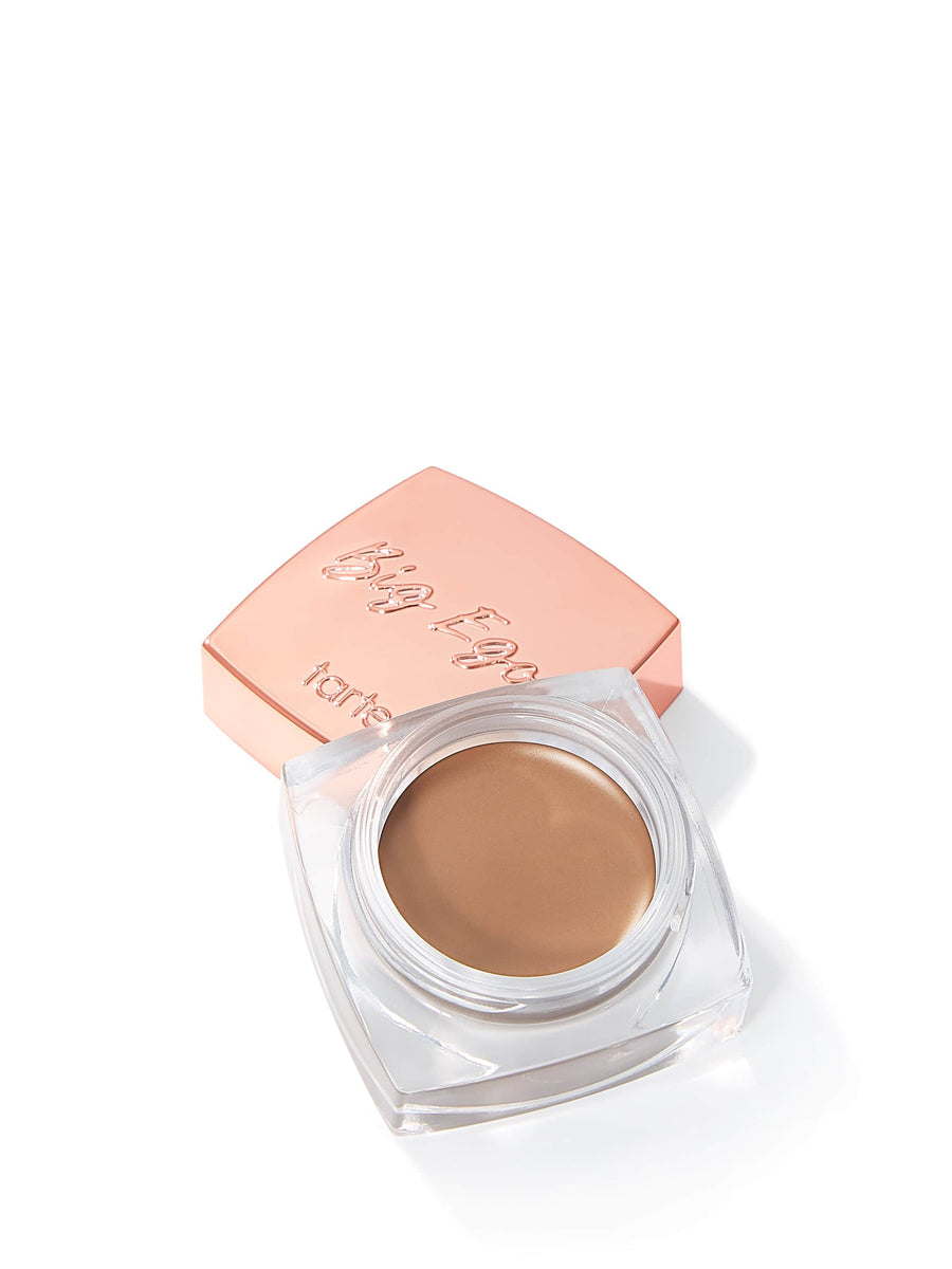 Tarte Big Ego cream shadow in a rose gold container on a white background