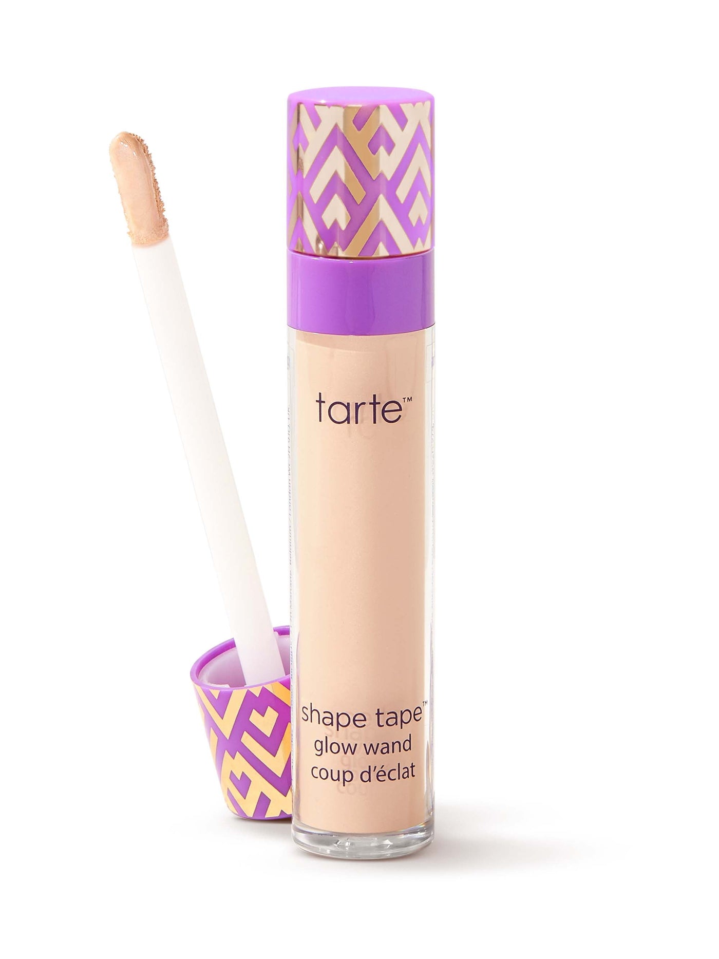 Tarte shape tape glow wand with purple and gold packaging on a white background