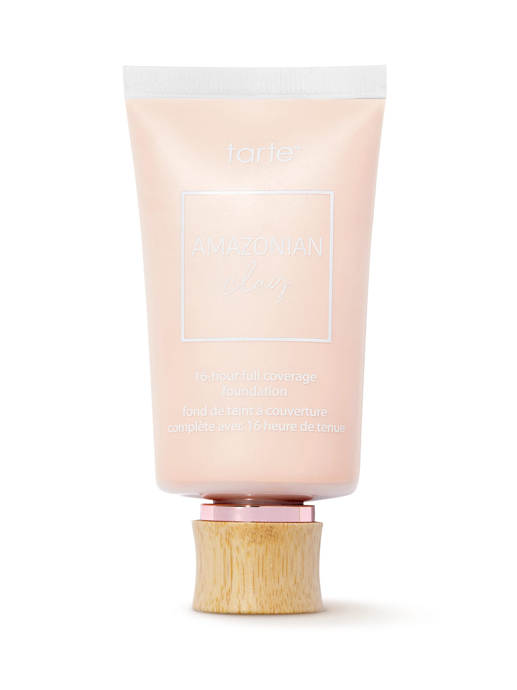 Cosmetic tube with wooden cap on a white background