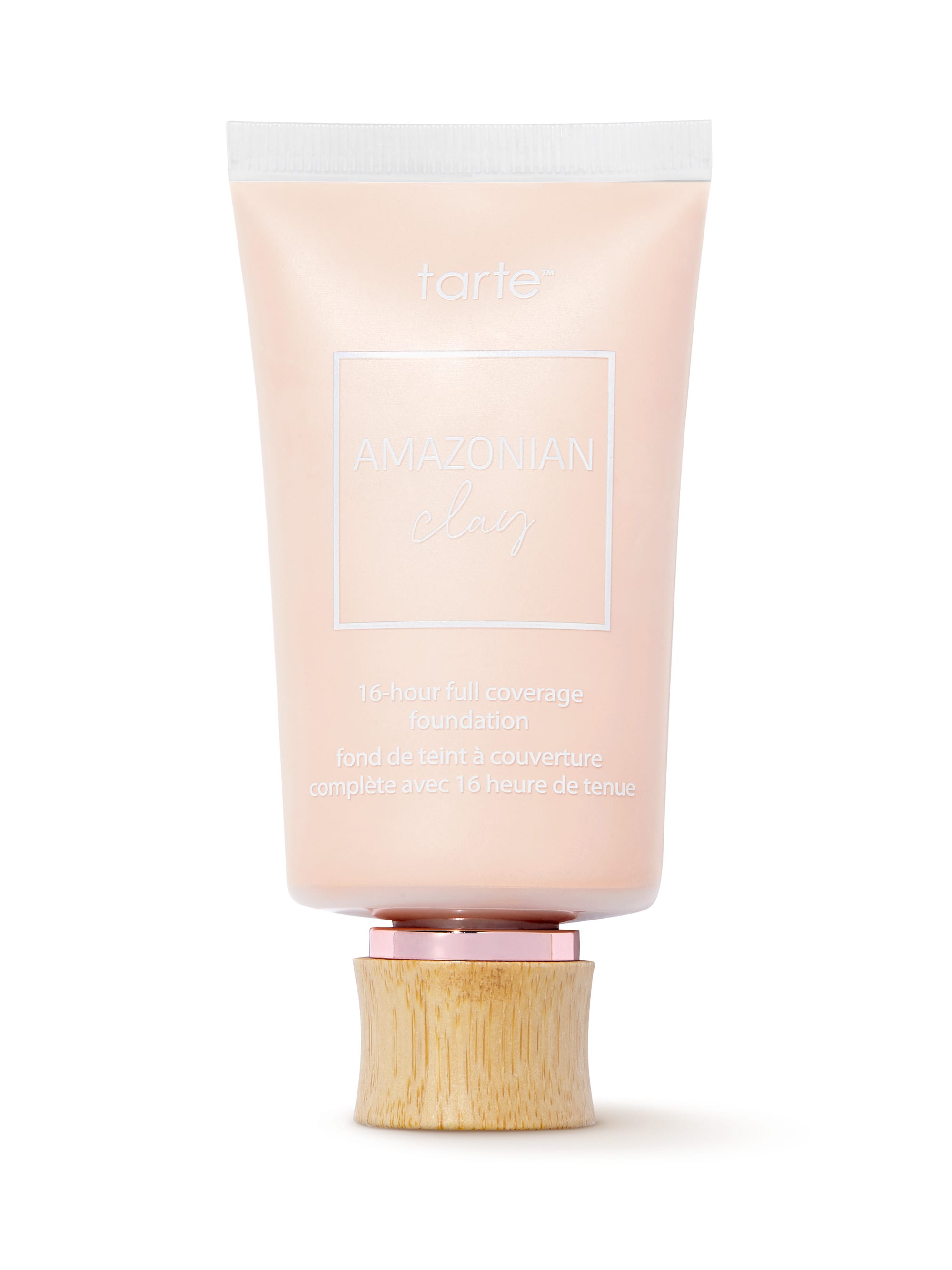Cosmetic tube with wooden cap on a white background