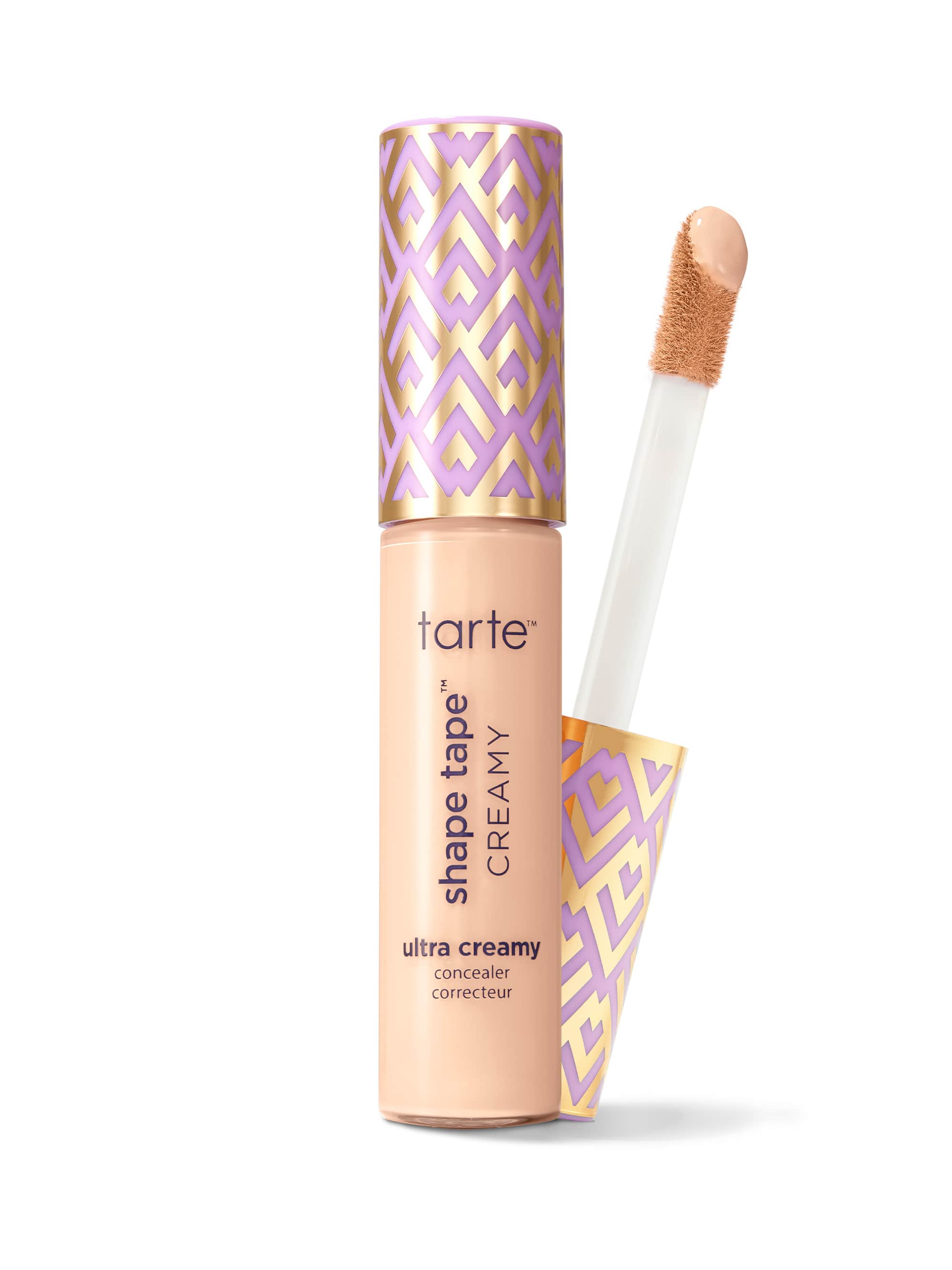 Tarte Shape Tape Creamy concealer with applicator on a white background