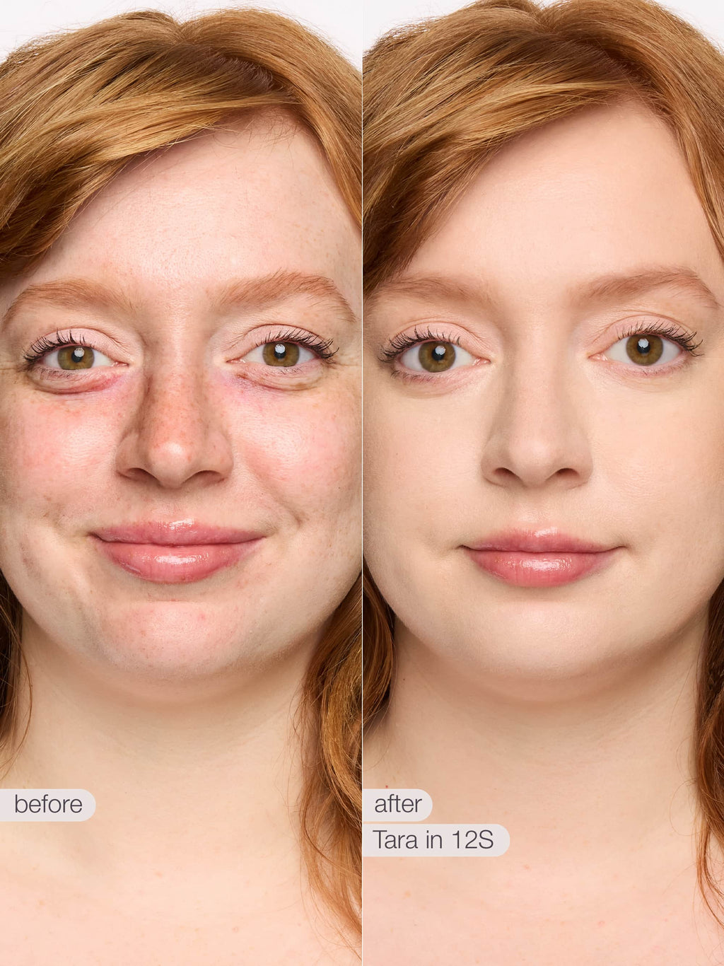 Before and after comparison of a woman's face with text indicating time saved by a product or service.