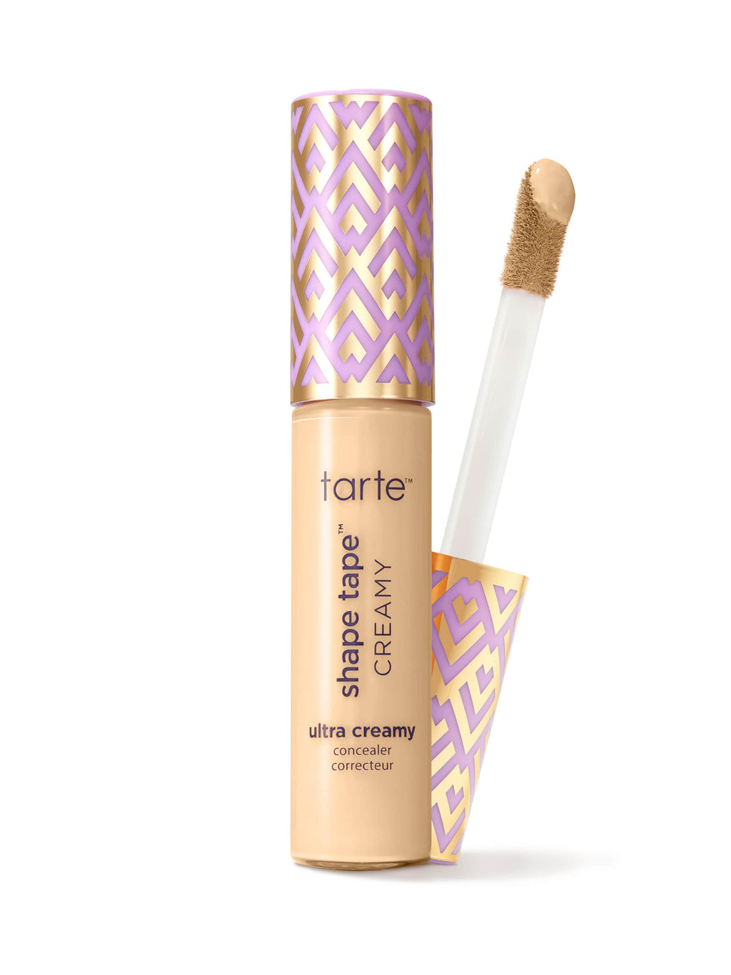 Tarte Shape Tape Creamy concealer with applicator on a white background
