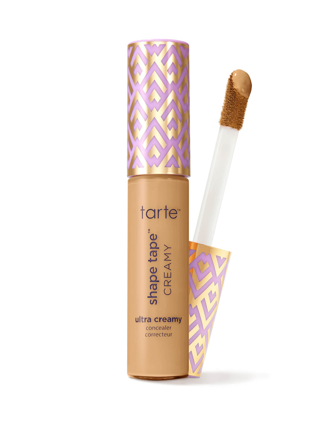 Tarte shape tape cream concealer with applicator on a white background