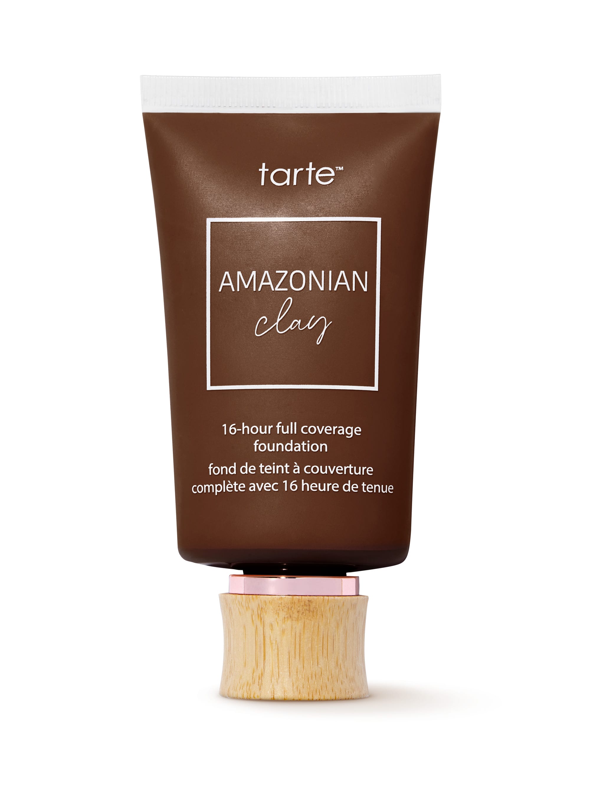 Tarte Amazonian Clay foundation tube on a white background