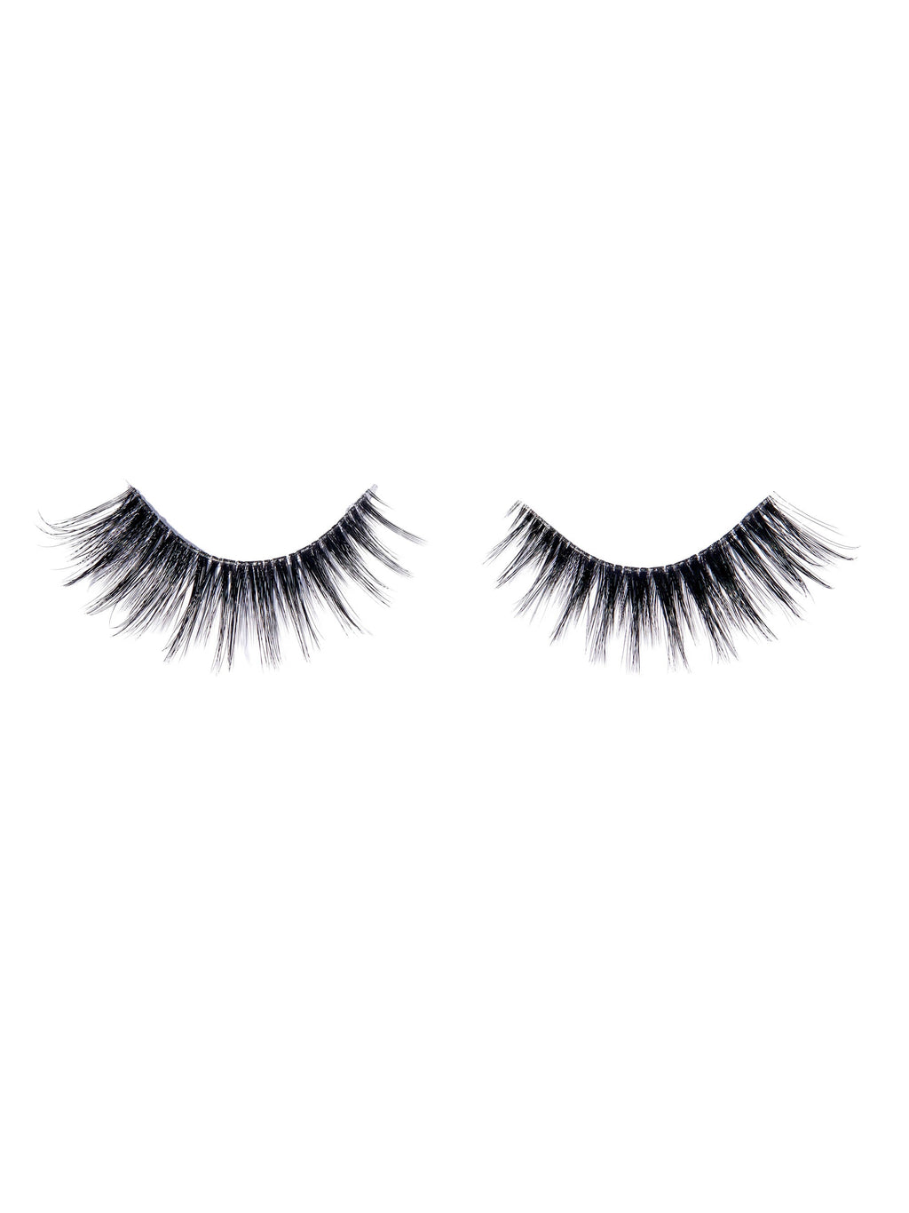 Pair of black false eyelashes on a white background