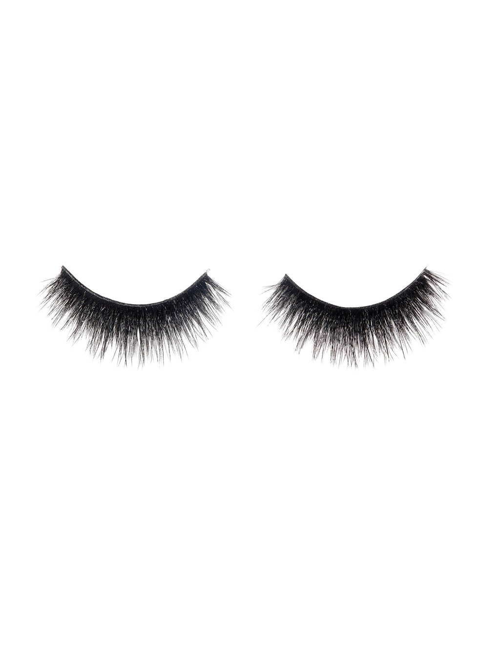 Pair of black false eyelashes on a white background