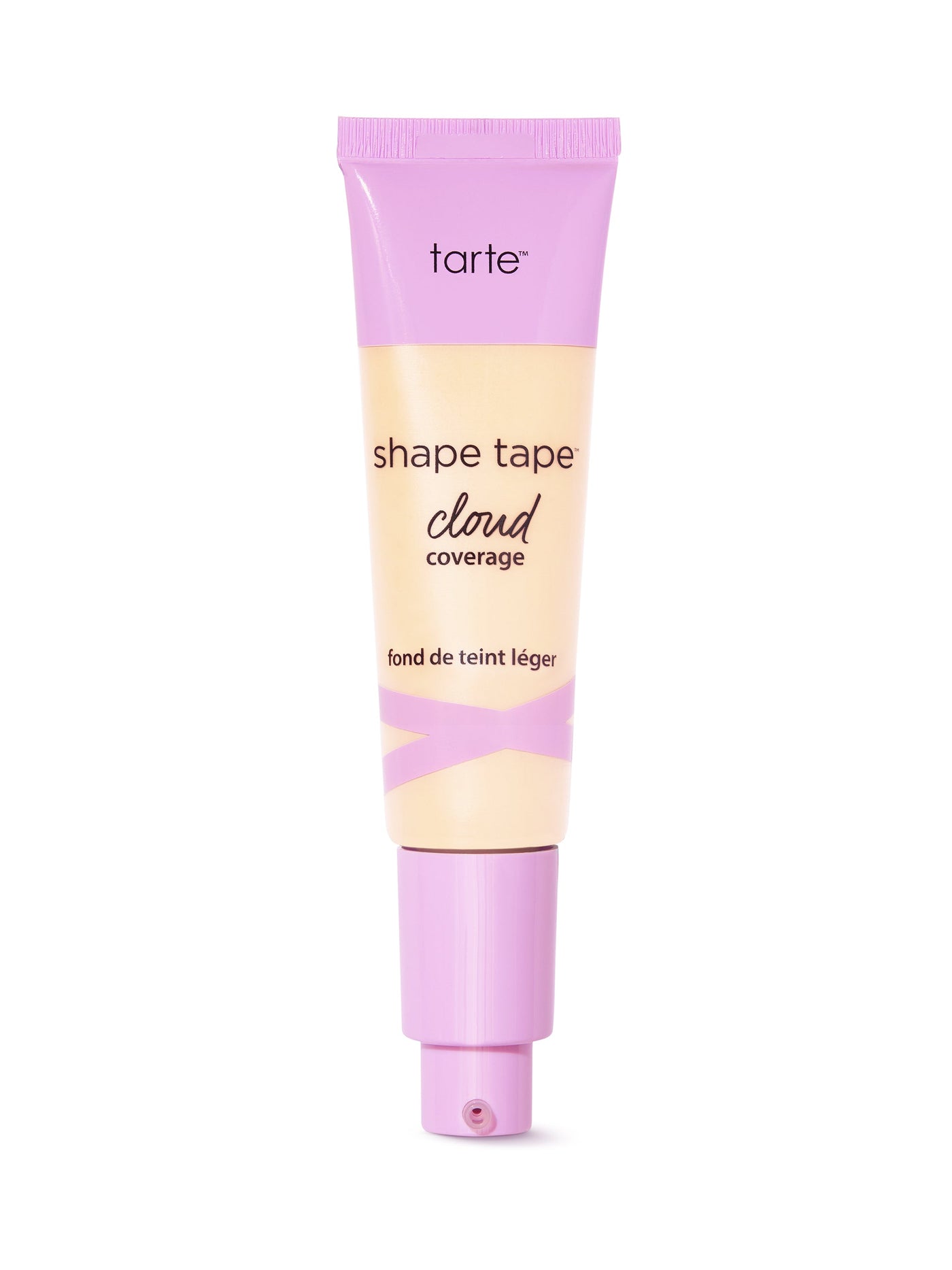 Tarte shape tape cloud cream foundation tube with pink cap on a white background