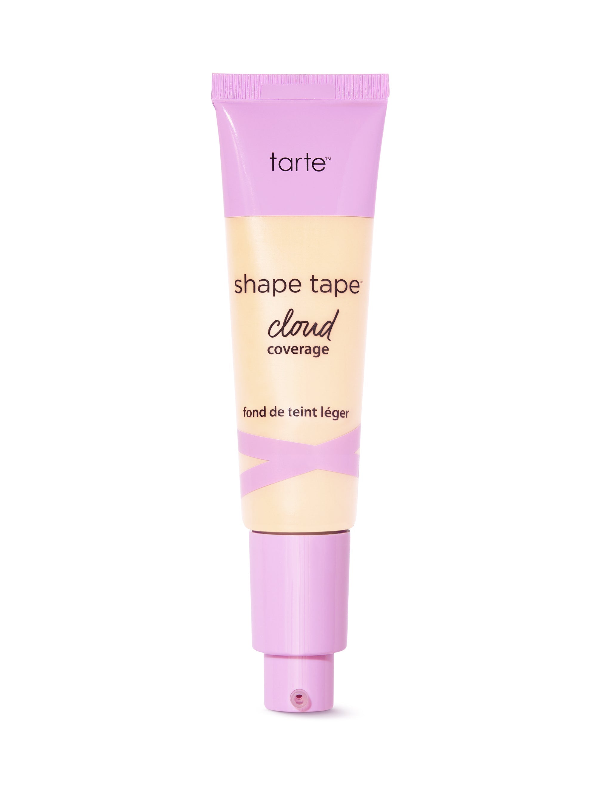 Tarte shape tape cloud cream foundation tube with pink cap on a white background
