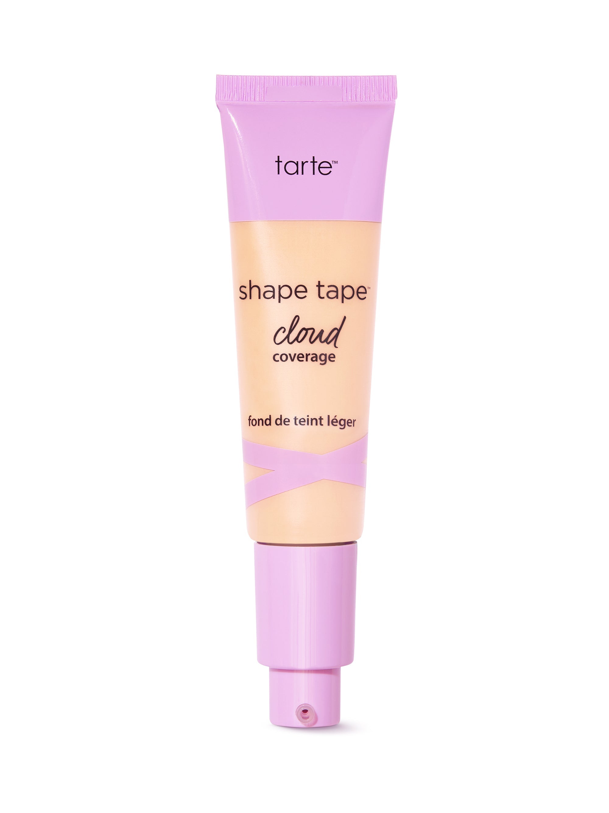Tarte shape tape cloud cream foundation tube with pink cap on a white background