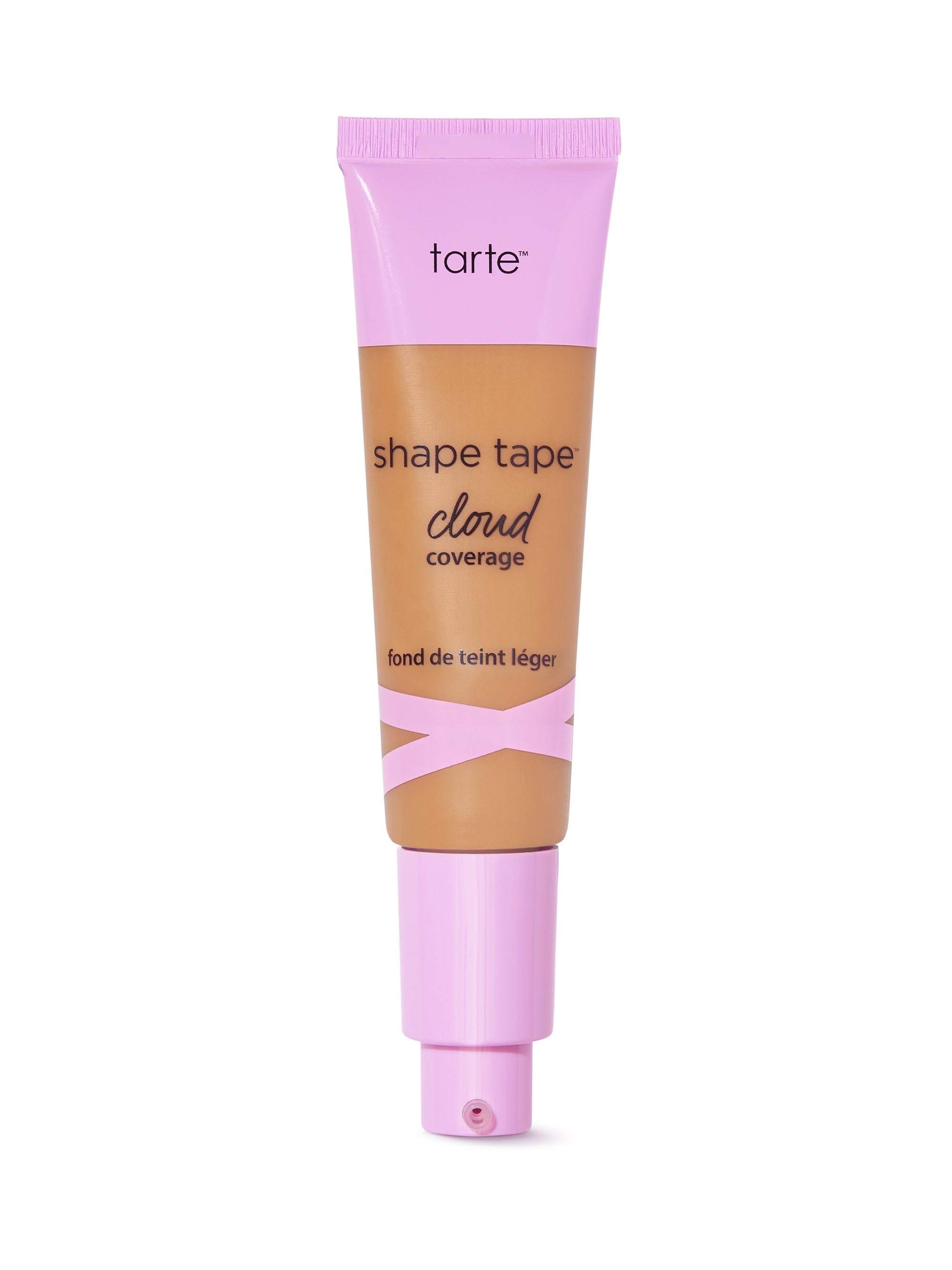 Tarte shape tape cloud cream foundation tube with pink cap on a white background