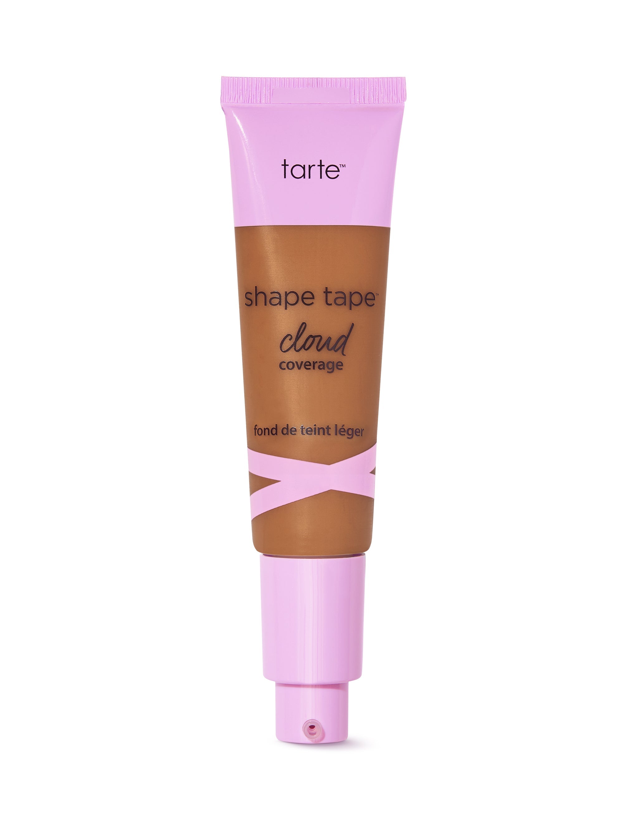 Tarte shape tape cloud cream foundation tube with pink cap on a white background