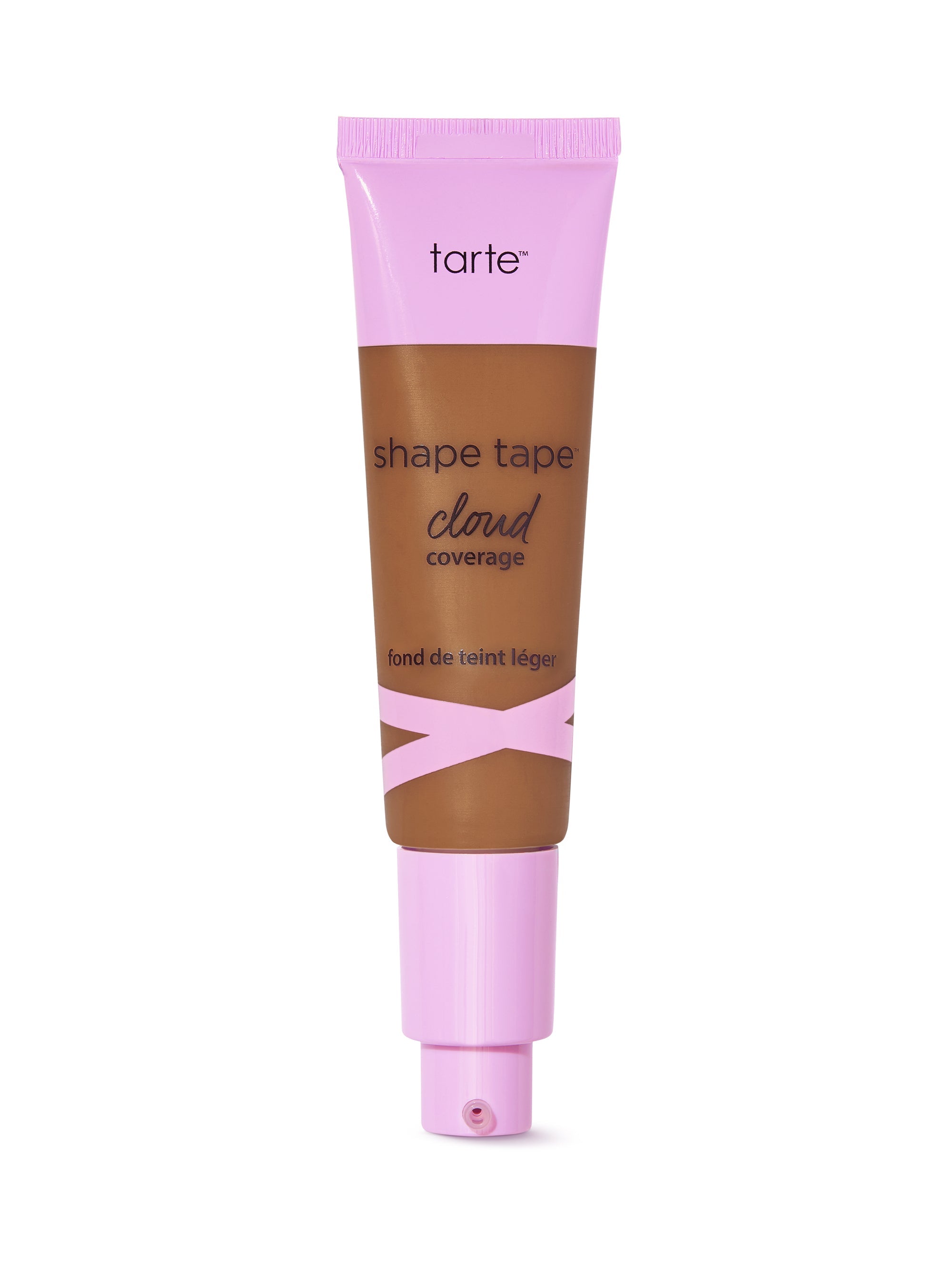 Tarte shape tape cloud cream foundation tube with pink cap on a white background