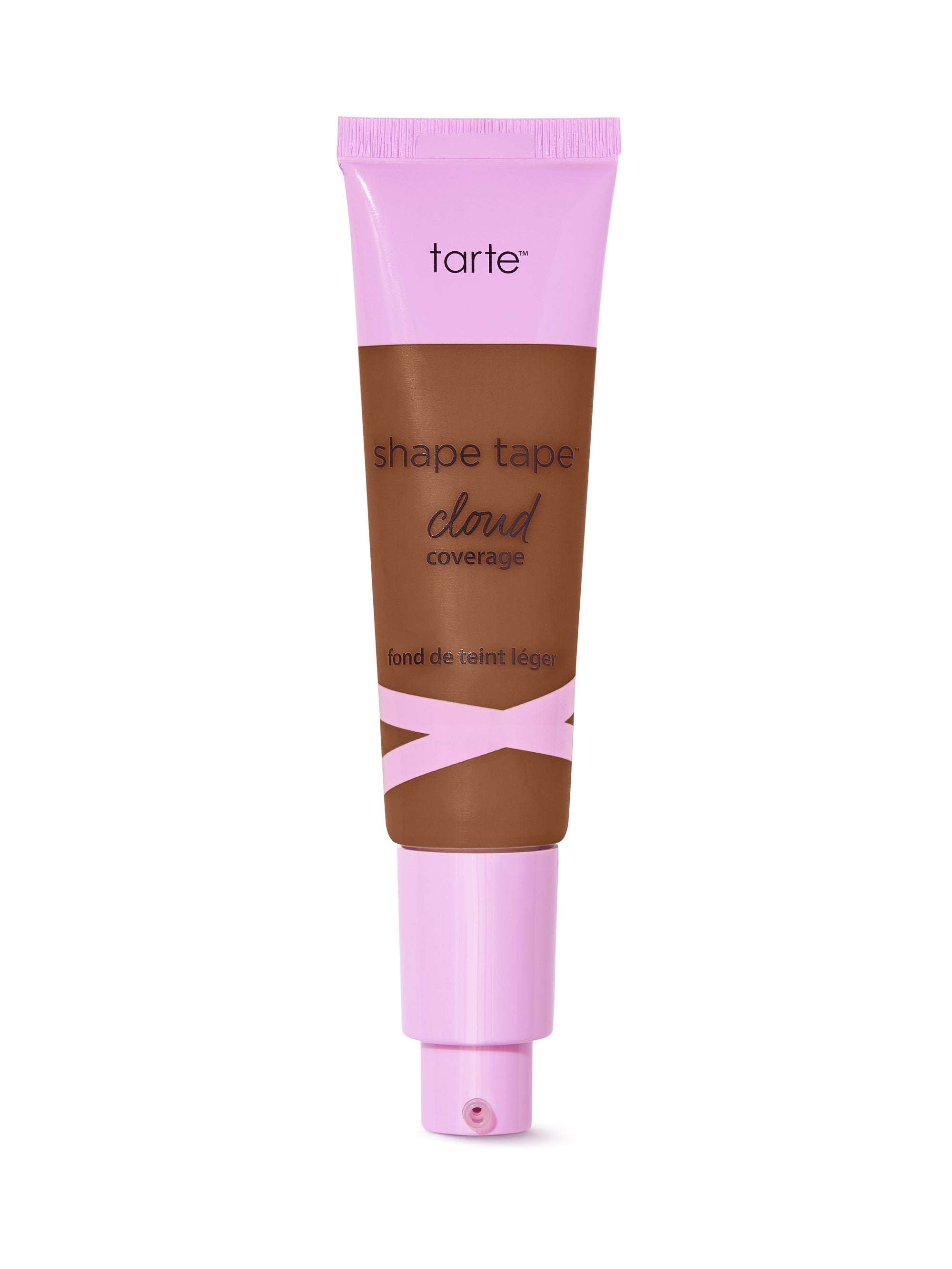 Tarte shape tape cloud cream foundation tube with pink cap on a white background