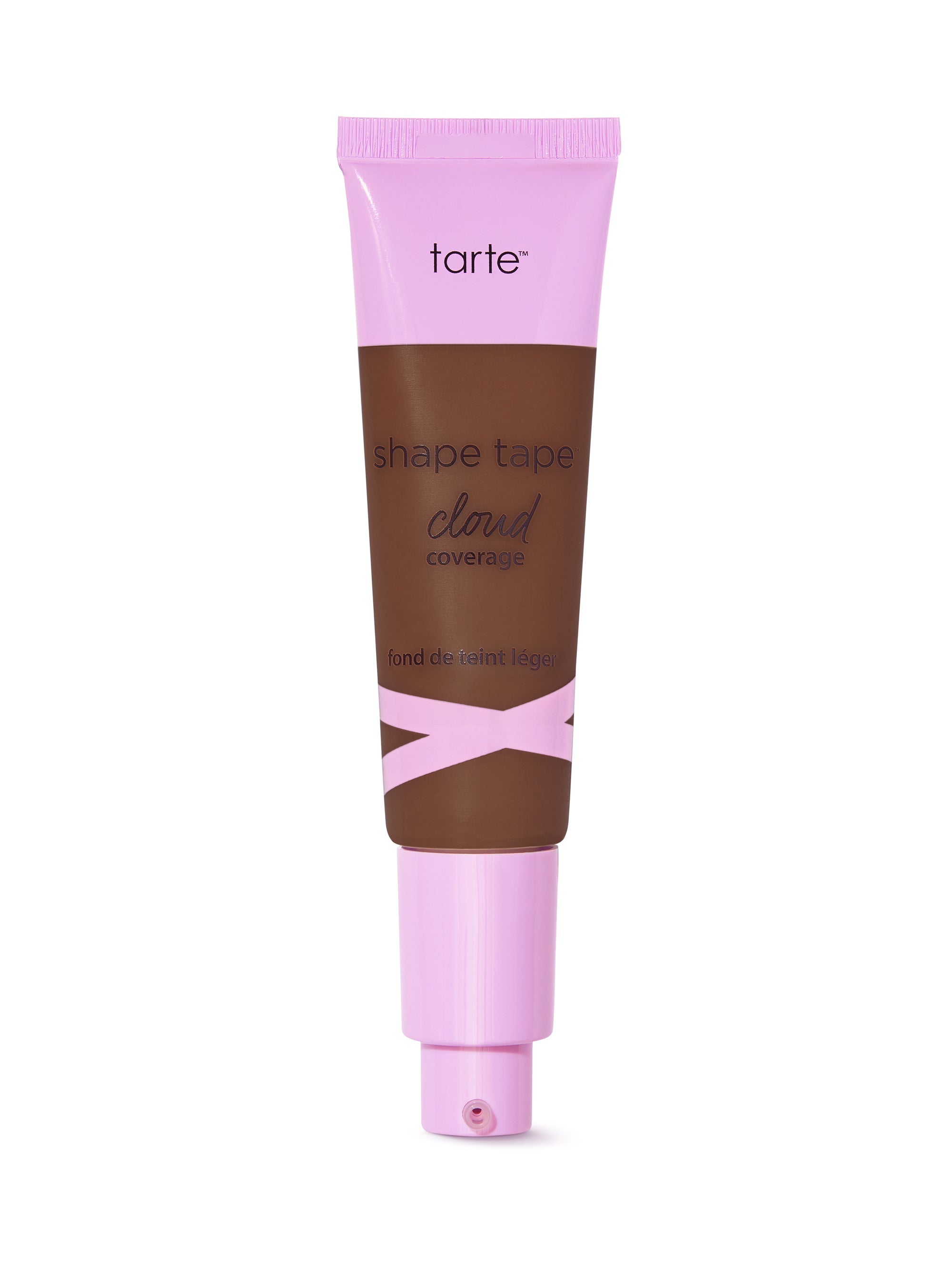 Tarte shape tape cloud cream foundation tube with pink cap on a white background
