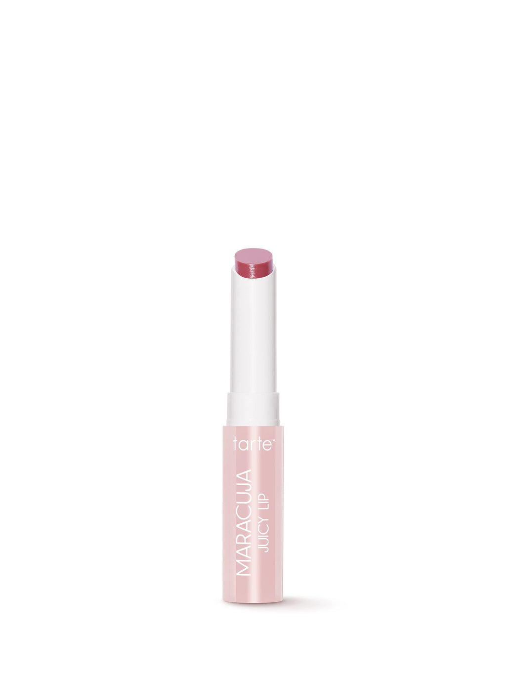 Lip balm with a white cap and pink body on a white background
