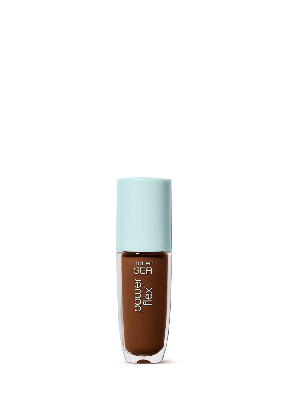 Nail polish bottle with a light blue cap on a white background