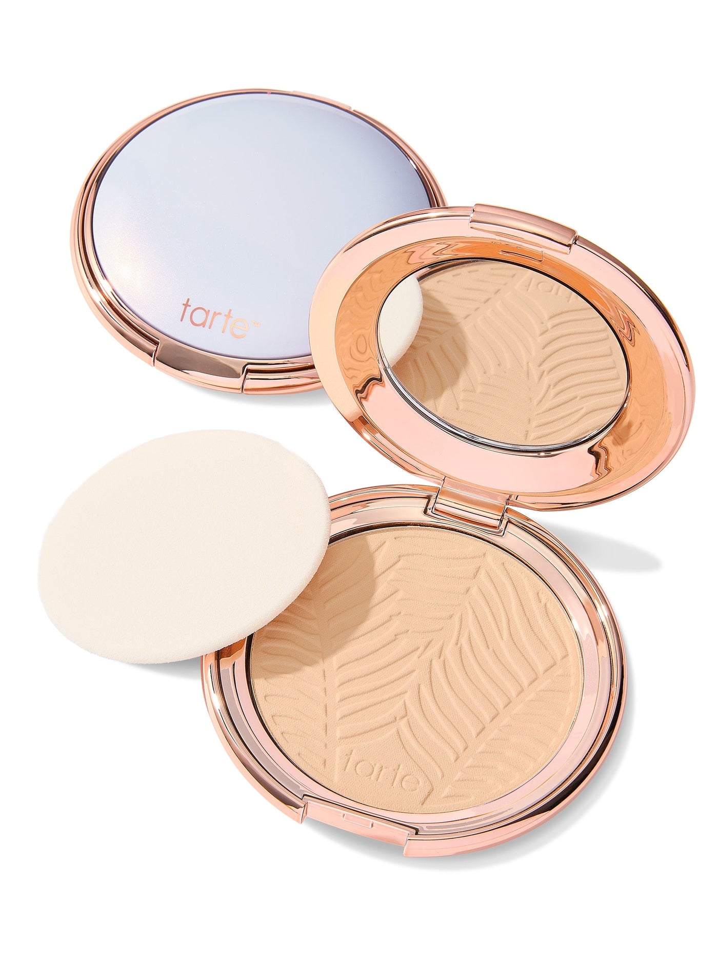 Compact powder with a visible brand logo on a white background