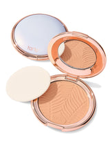 Compact powder with a visible brand logo on a white background