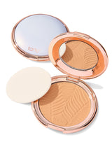Compact powder with a visible brand logo on a white background