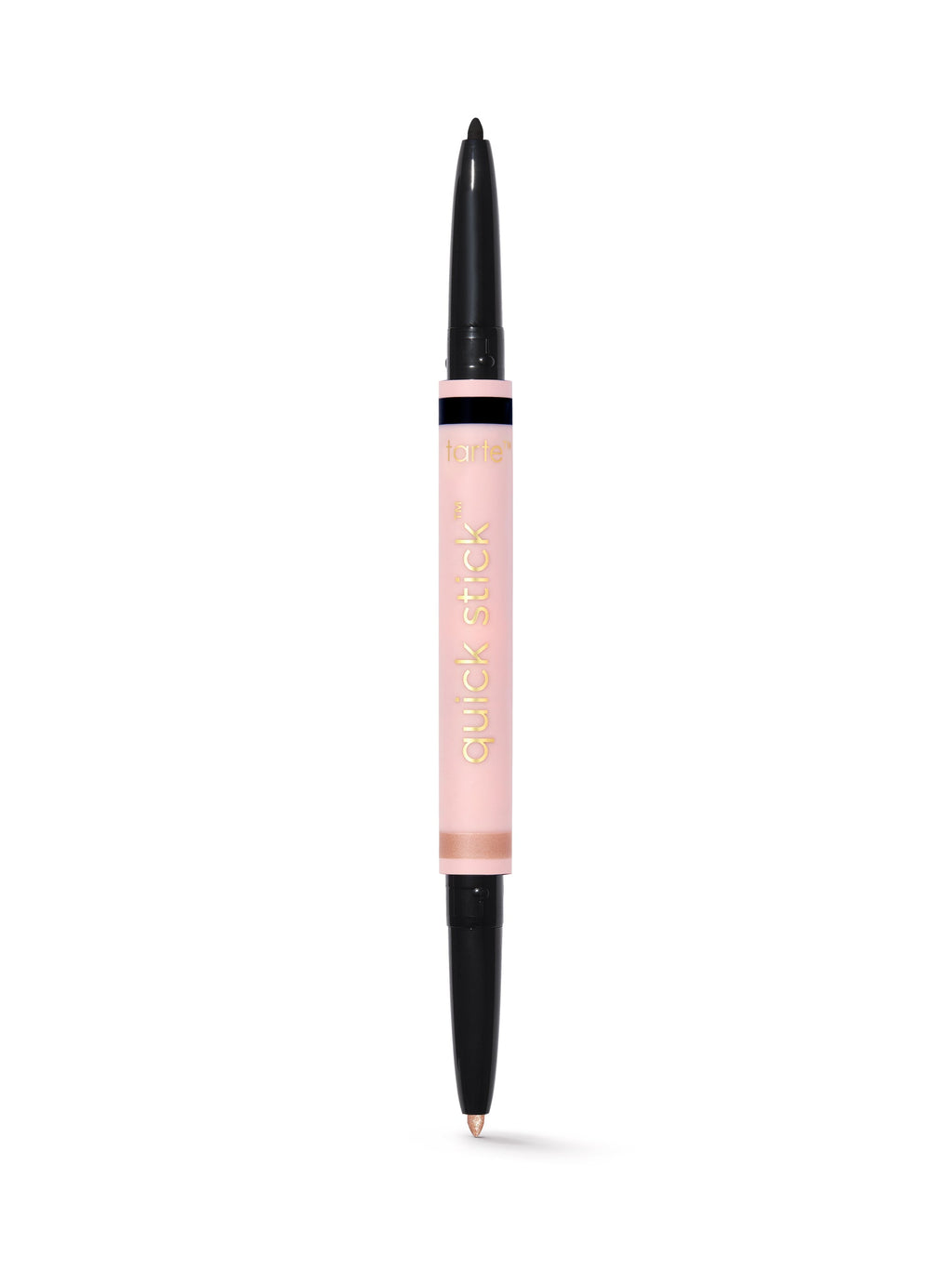 Lip liner with pink casing and black accents on a white background