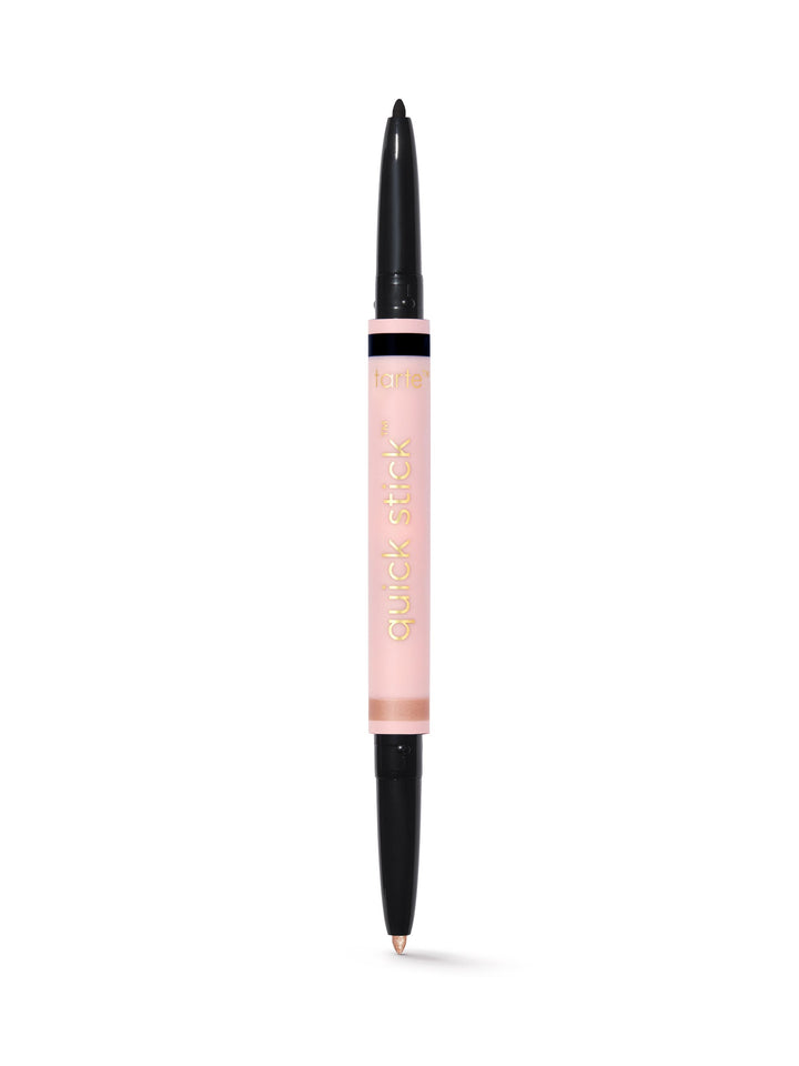 Lip liner with pink casing and black accents on a white background