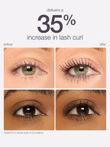 Before and after comparison of eye lashes with 35% increase in curl.