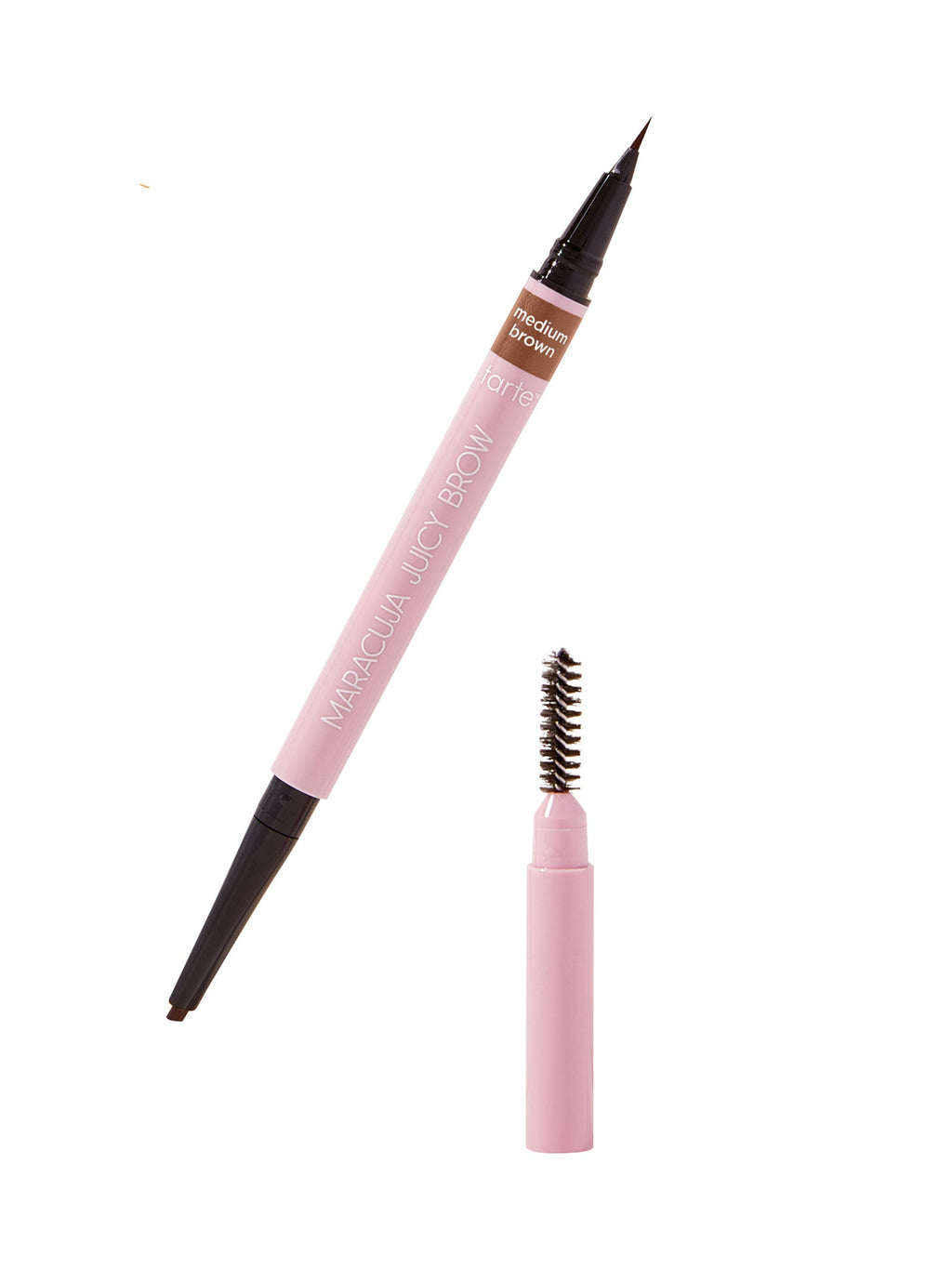 Makeup pencil with brush attachment on a white background
