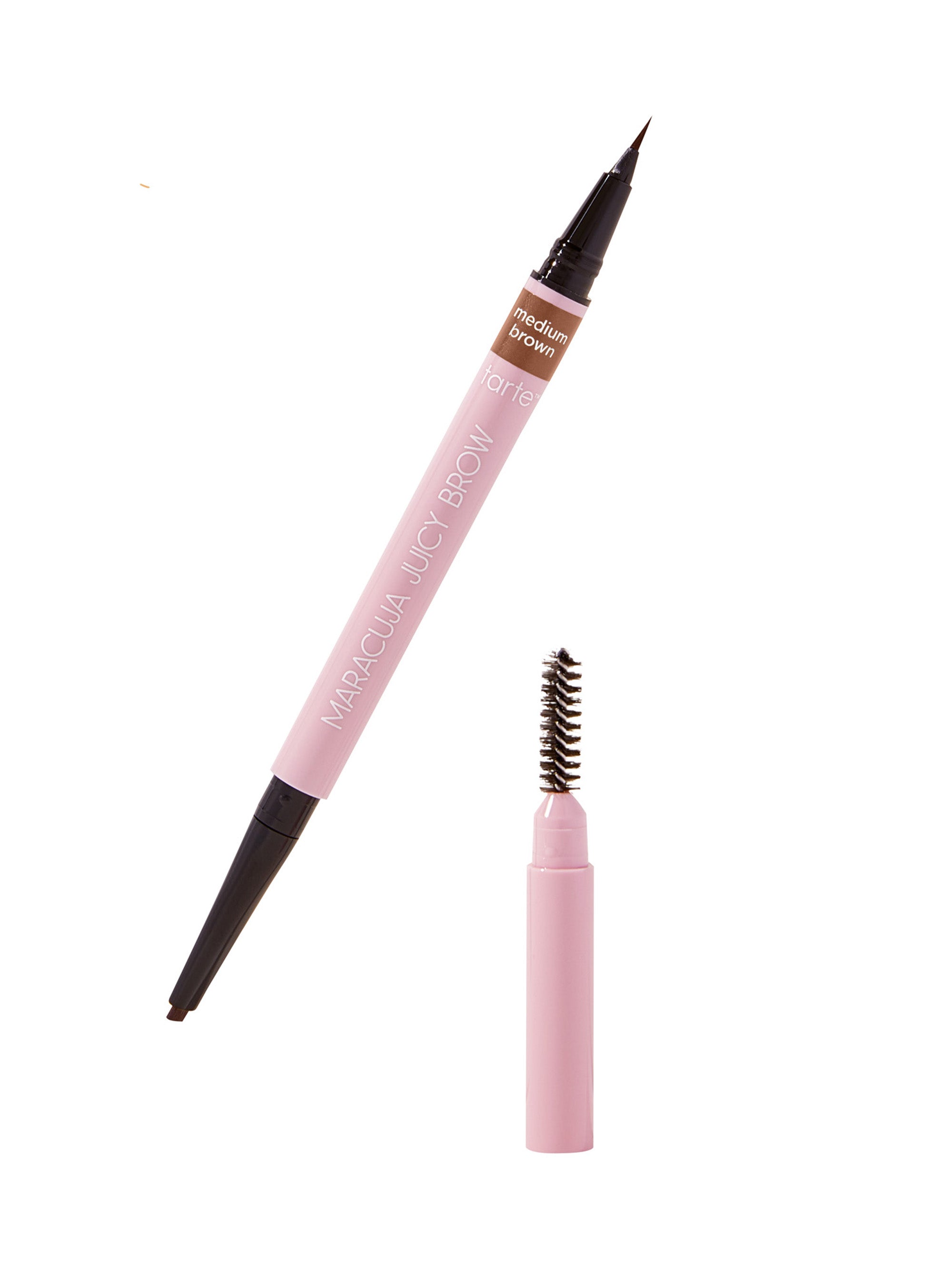 Makeup pencil with brush attachment on a white background