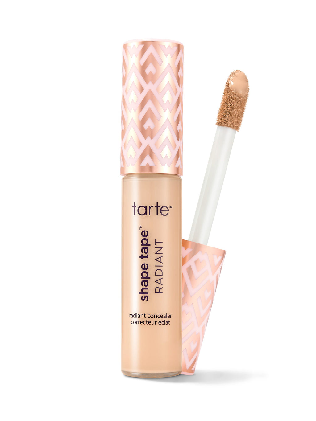 Tarte Shape Tape Radiant concealer with applicator on a white background