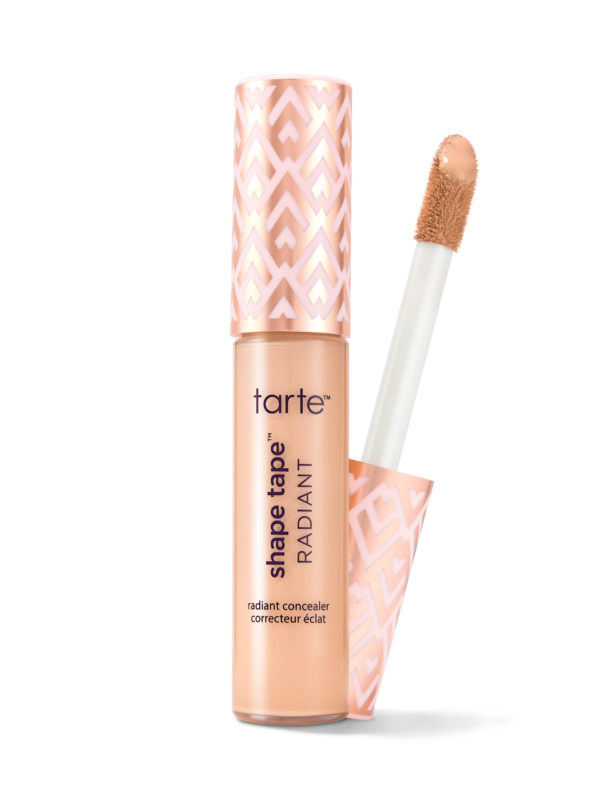 Tarte Shape Tape Radiant concealer with applicator on a white background
