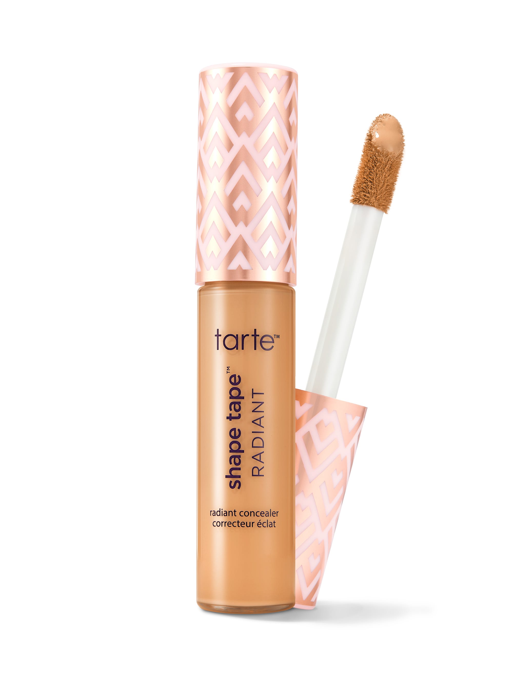 Tarte Shape Tape Radiant concealer with applicator on a white background