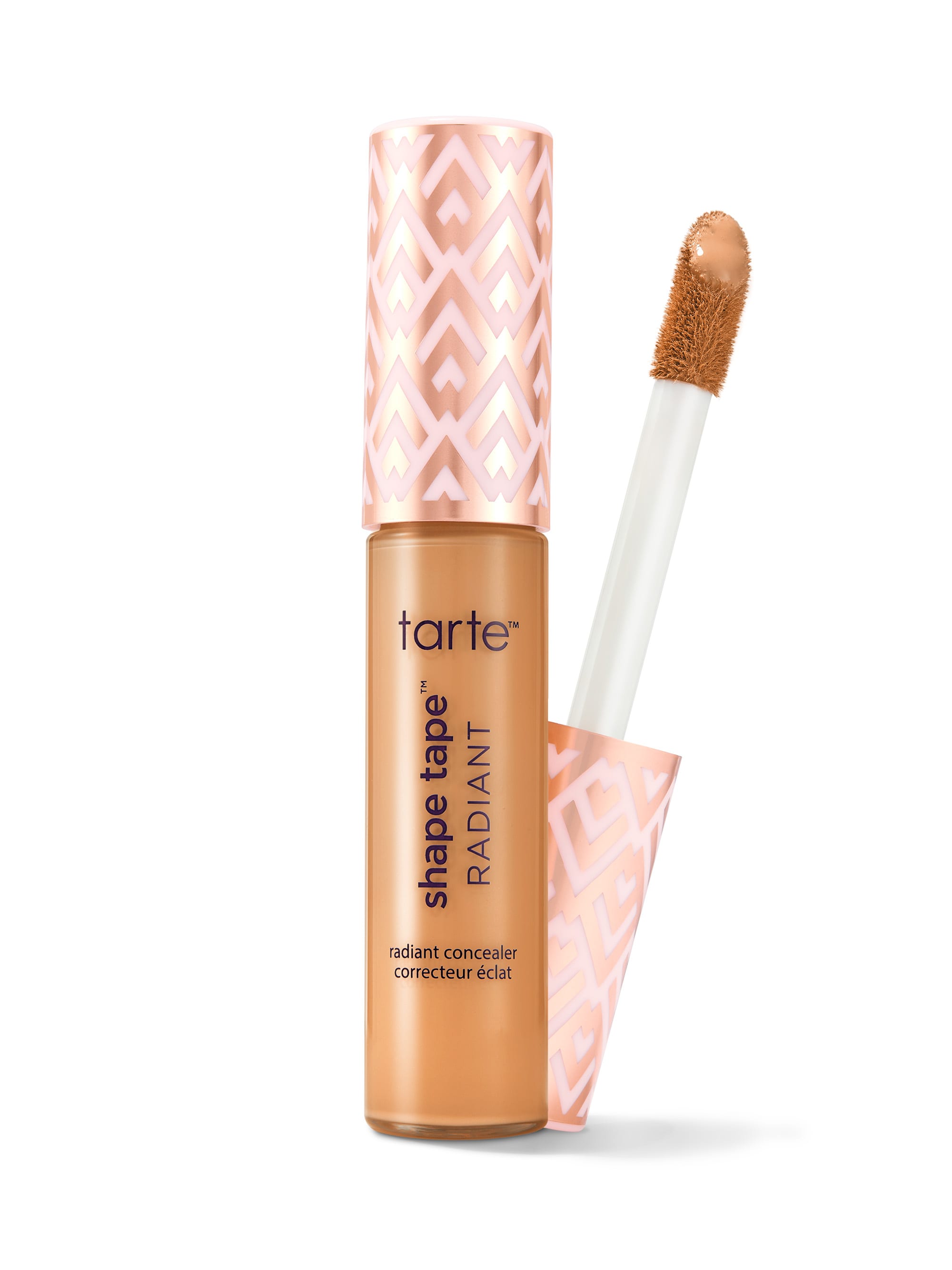 Tarte Shape Tape Radiant concealer with applicator on a white background