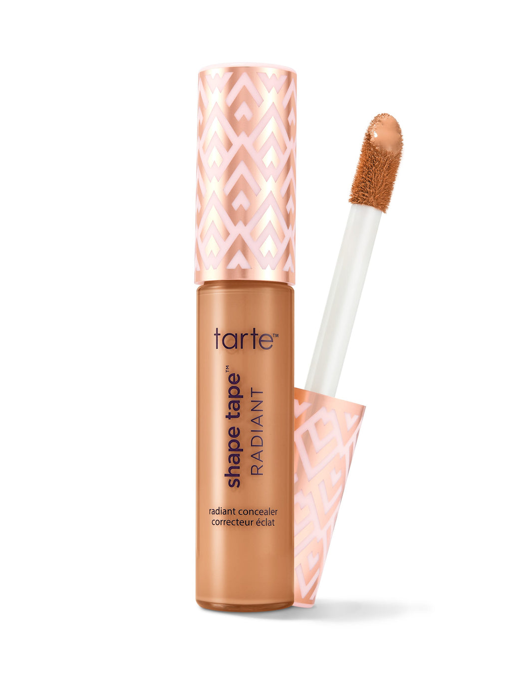 Tarte Shape Tape Radiant concealer with applicator on a white background