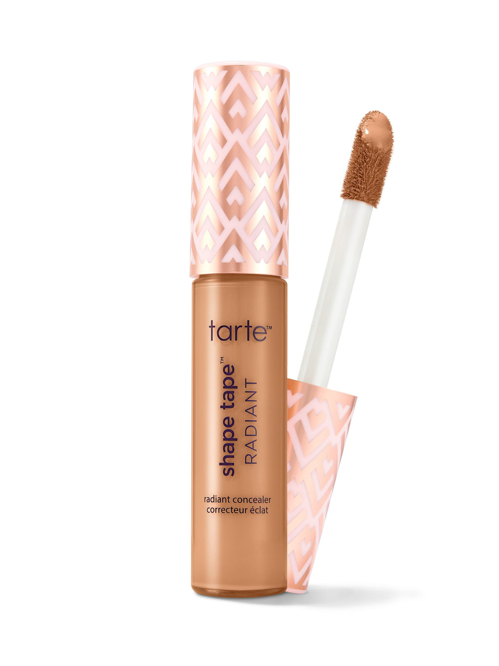 Tarte Shape Tape Radiant concealer with applicator on a white background