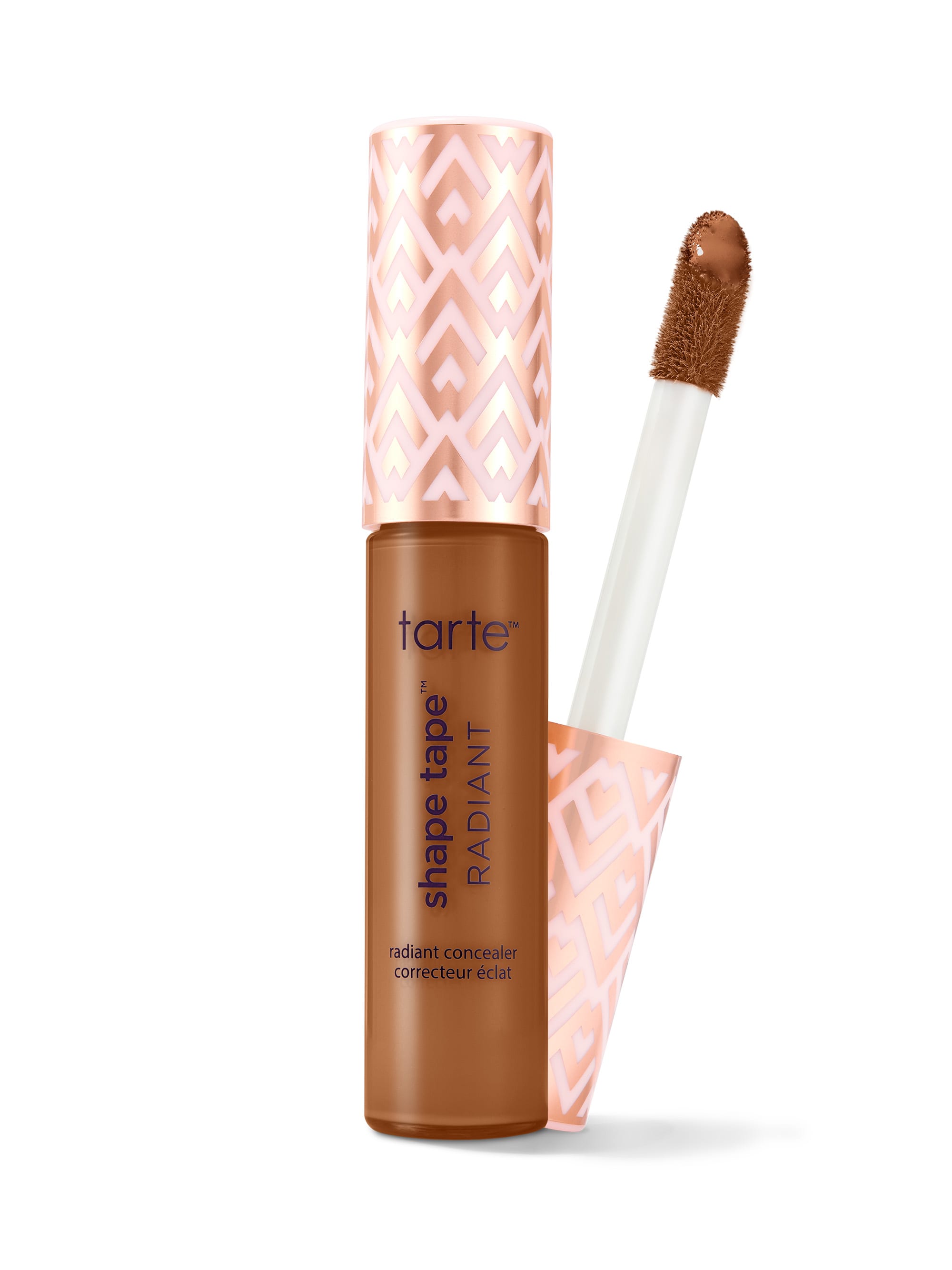 Tarte Shape Tape Radiant concealer with applicator on a white background