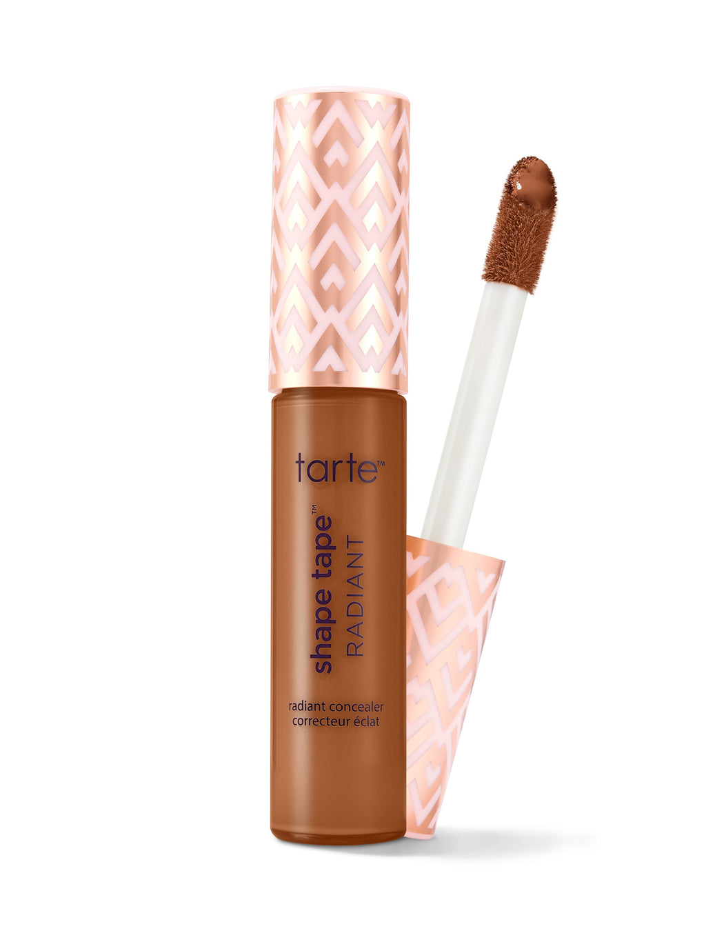 Tarte Shape Tape Radiant concealer with applicator on a white background