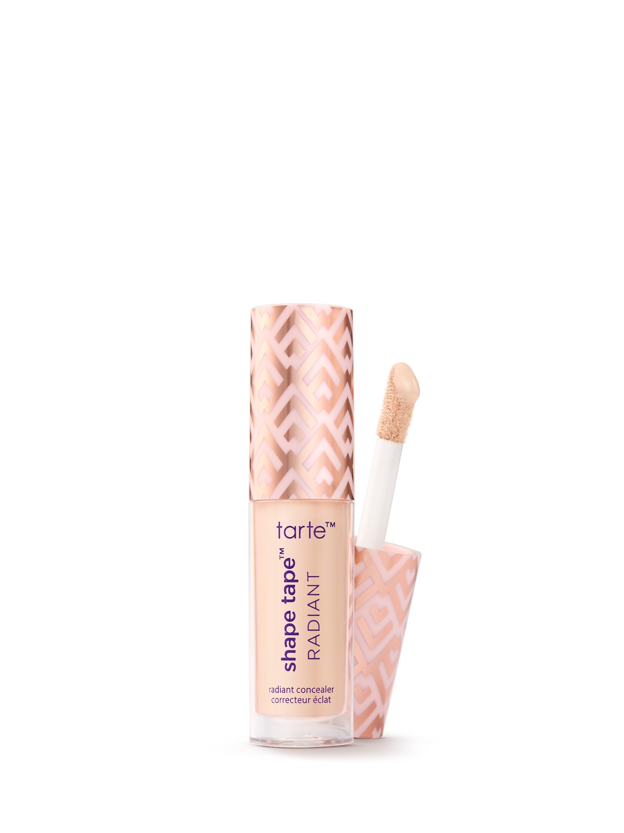 Tarte Shape Tape Radiant concealer with applicator on a white background