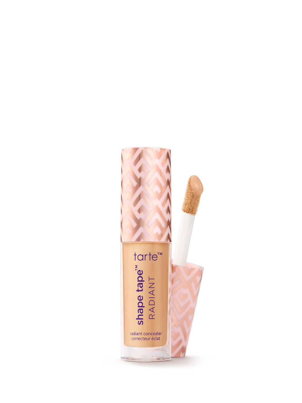Tarte Shape Tape Radiant concealer with applicator on a white background