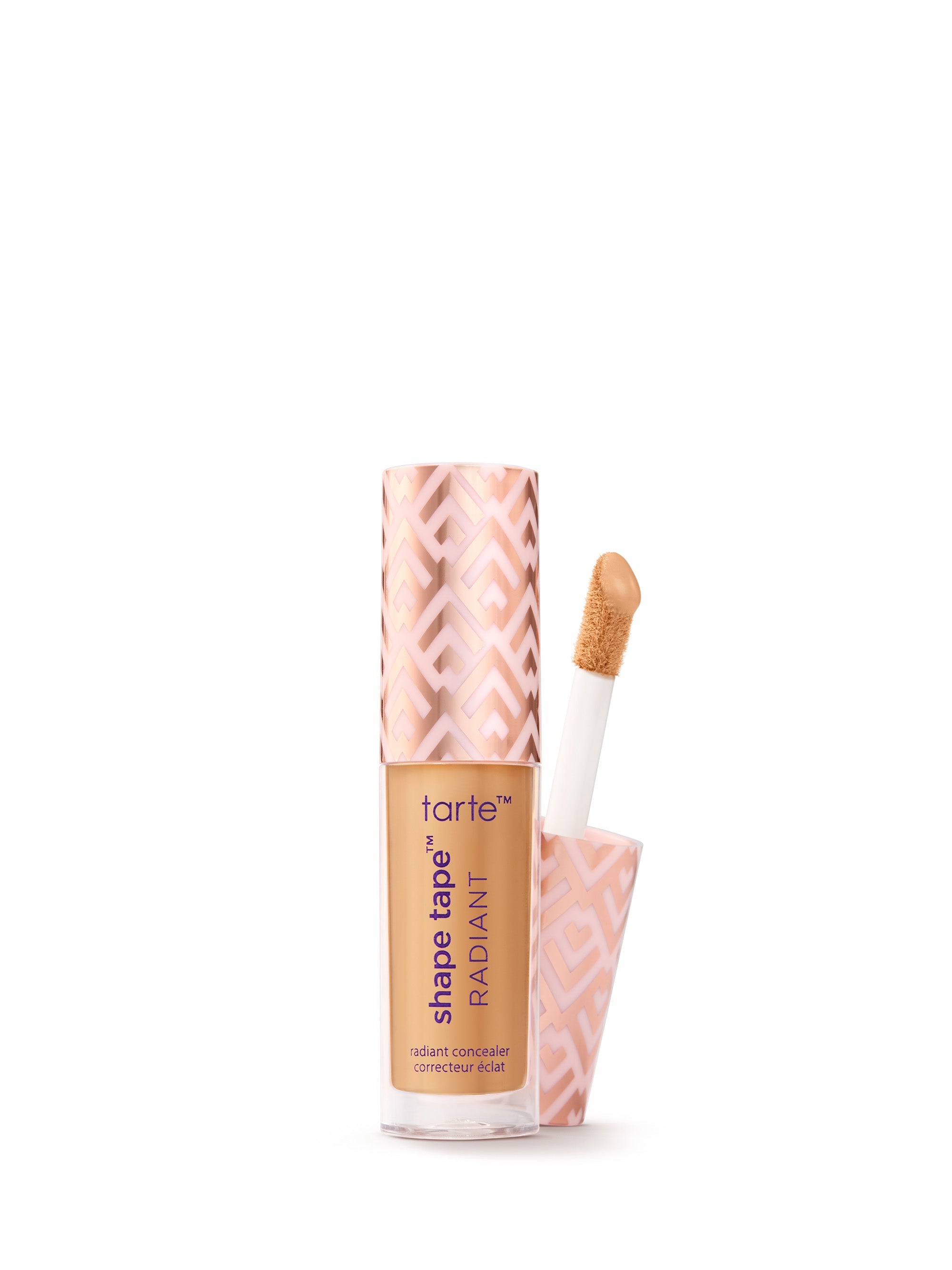 Tarte Shape Tape Radiant concealer with applicator on a white background