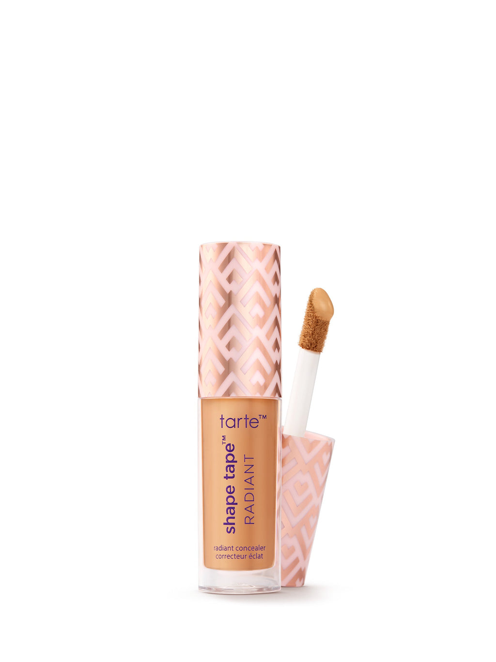 Tarte Shape Tape Radiant concealer with applicator on a white background