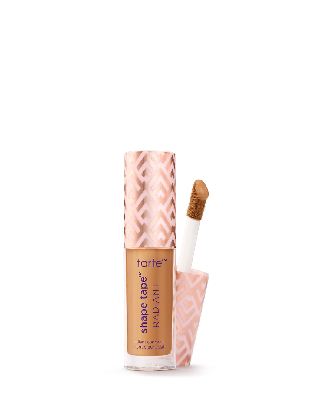 Tarte Shape Tape Radiant concealer with applicator on a white background
