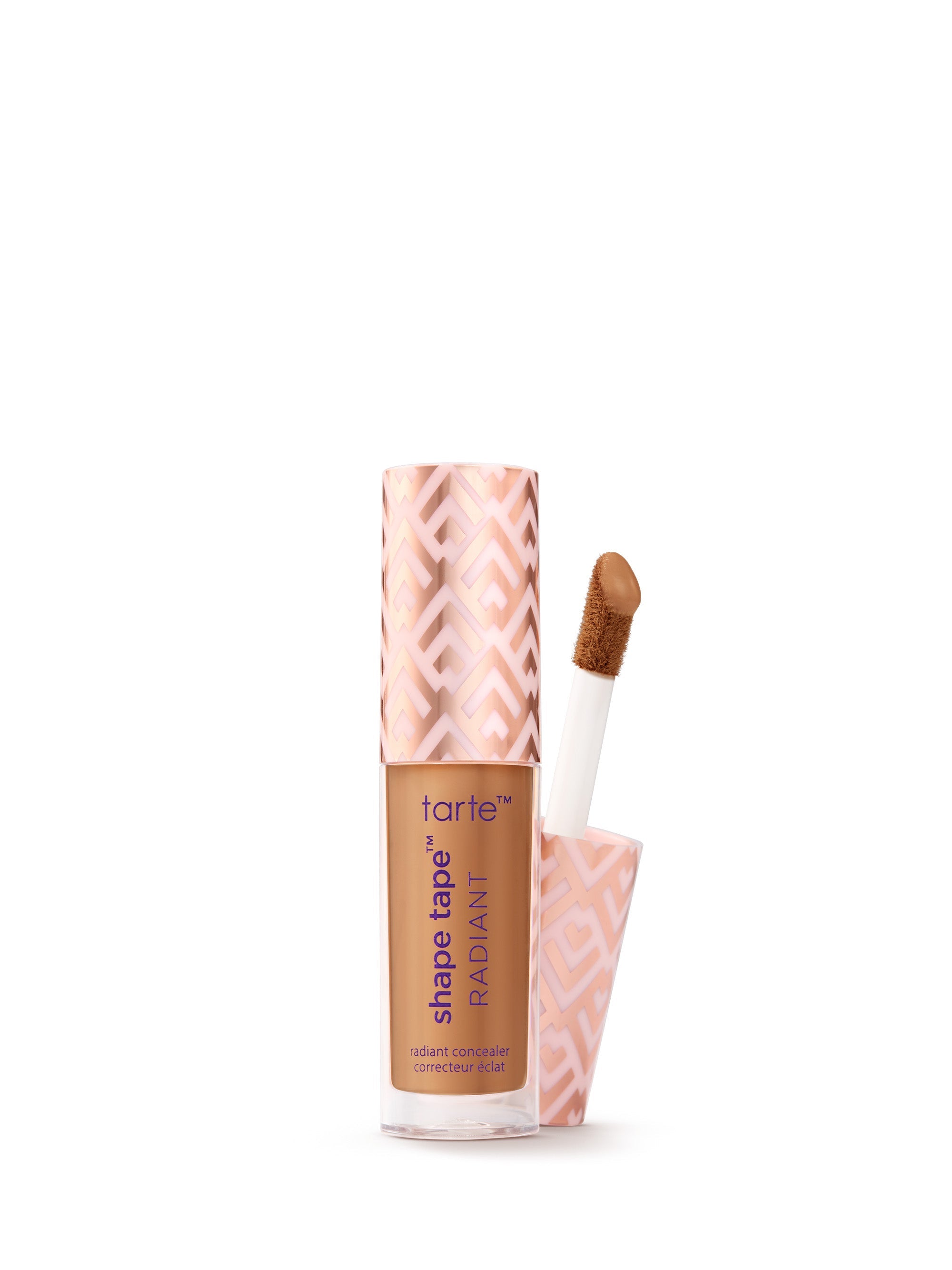 Tarte Shape Tape Radiant concealer with applicator on a white background