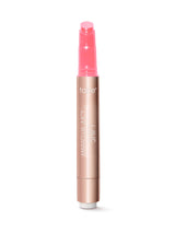 Lip tint with pink cap and rose gold body on a white background