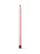 Lip liner pencil with red cap and brown tip on a white background