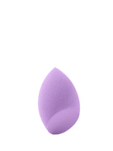 Purple makeup sponge on a white background